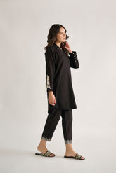 DC-2125 BLACK KHADDAR 2PCS EMBROIDERED KURTA WITH TROUSER